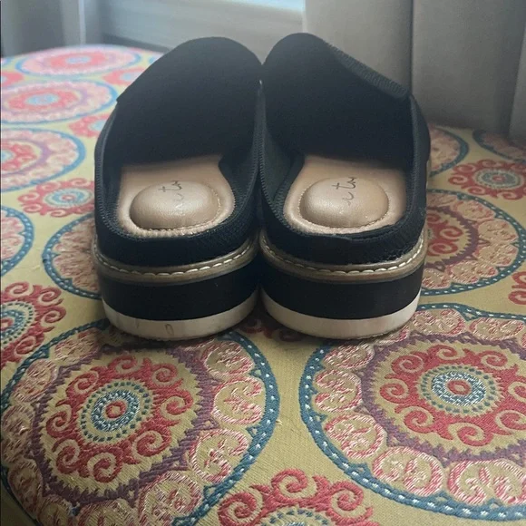 Mules canvas  slides ME TOO sz 9.5 cushion heels low wedge - Picture 4 of 9